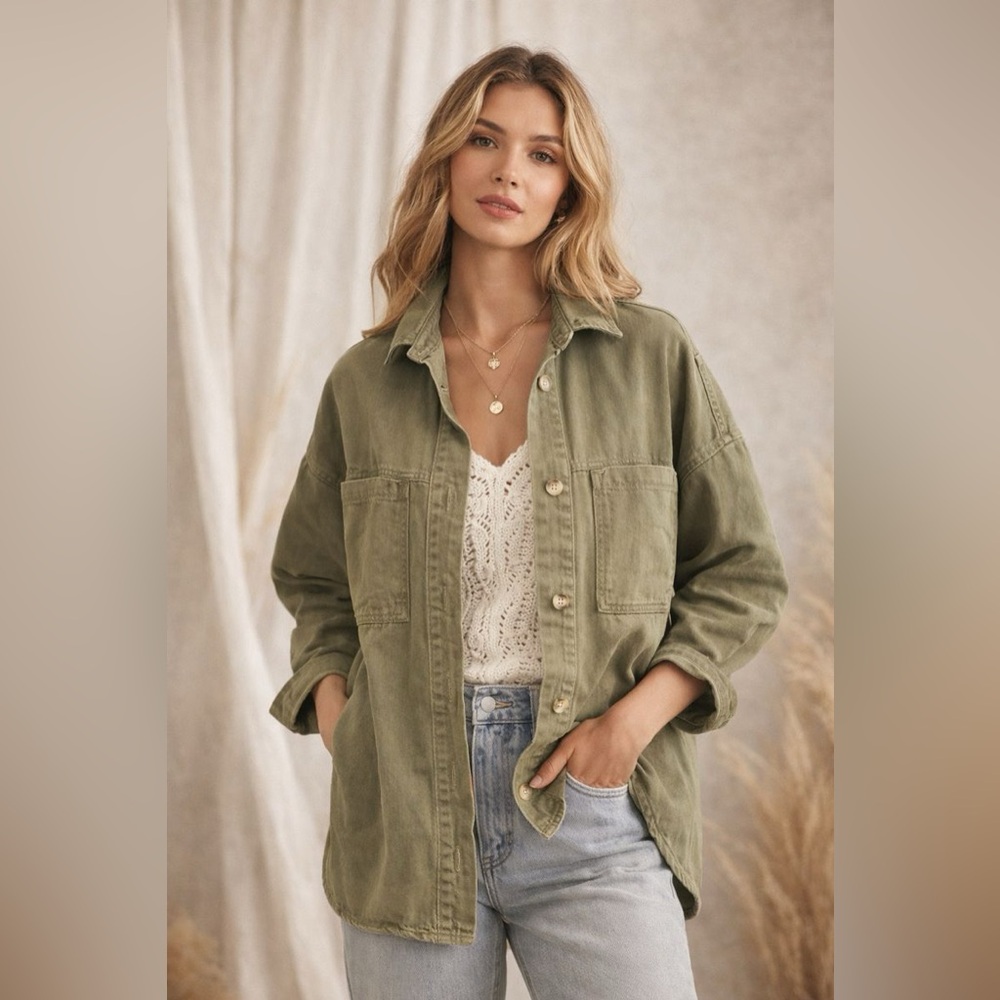Buckle Stoosh Vintage Denim‎ Jean Jacket in Olive Green.